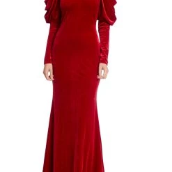 Badgley Mischka Velvet Gown With Dramatic Sleeves -Badgley Mischka shop EG3711 RED 1 23818.1664318856