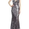 Badgley Mischka Sequin Deep V-Neck Mermaid Gown -Badgley Mischka shop EG3820 CHAR 1 54146.1666735020