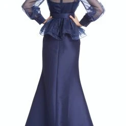 Badgley Mischka Peplum Shirtdress Gown -Badgley Mischka shop EG3827 NAVY 3 35044.1666735037