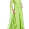 Badgley Mischka Lime Green Belted Evening Cape Gown -Badgley Mischka shop EG3834 LIME 1 28472.1669676138