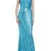 Badgley Mischka Turquoise Sequined Mermaid Gown