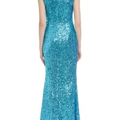 Badgley Mischka Turquoise Sequined Mermaid Gown -Badgley Mischka shop EG3841 TURQ 3 74954.1669674838