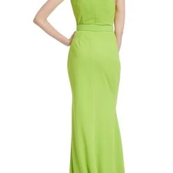 Badgley Mischka Lime Green One-Shoulder Column Gown -Badgley Mischka shop EG3845 LIME 3 13379.1669674843