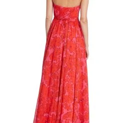 Badgley Mischka Strapless Printed Chiffon Gown -Badgley Mischka shop EG3860 WTRM 3 96236.1674597318