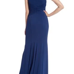 Badgley Mischka Pleated Crossover Gown With Side Slit -Badgley Mischka shop EG3861 MIBL 3 67406.1674597322