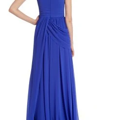 Badgley Mischka Sleeveless Hip Drape Gown With Full Pleated Skirt -Badgley Mischka shop EG3903 VIOL 3 35115.1674597336