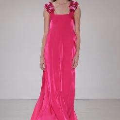 Badgley Mischka Beaded Flower Strap Maxi Gown -Badgley Mischka shop EG3910 RUNWAY 85155.1674599951