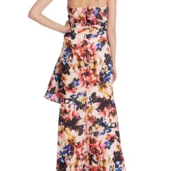 Badgley Mischka Floral Print Halter Gown With Drape -Badgley Mischka shop EG3915 VLMU 3 85198.1674597347