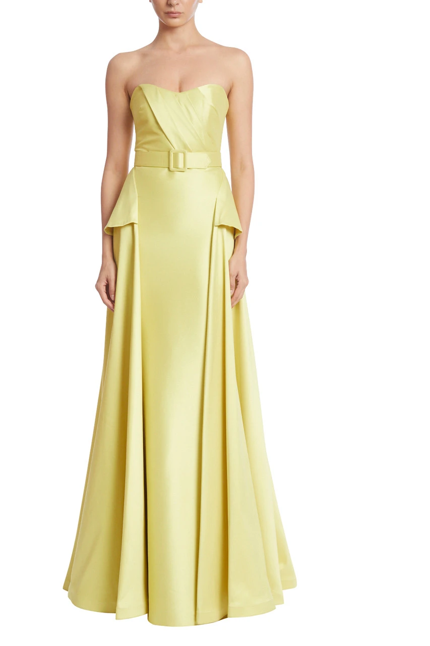 Badgley Mischka Strapless Fitted Evening Gown With Peplum 3 Badgley Mischka Strapless Fitted Evening Gown With Peplum