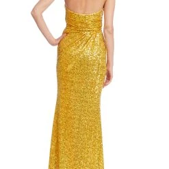 Badgley Mischka Sequined Strapless Draped Evening Gown -Badgley Mischka shop EG3941 YELL 3 47233.1675971014