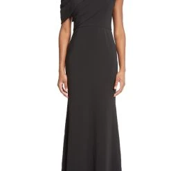 Badgley Mischka Draped One-Shoulder Gown -Badgley Mischka shop EG9016 BLCK 1 79973.1664580553