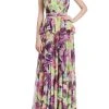 Badgley Mischka Floral Ruffle V-Neck Gown -Badgley Mischka shop EG9023 YLMU 1 76533.1649716204