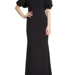 Badgley Mischka Gathered Sleeve Gown