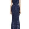 Badgley Mischka Mock Neck Sequined Gown With Belt -Badgley Mischka shop EG9068 SAPH 1 29228.1663277372