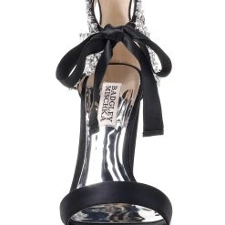 Badgley Mischka Everafter Embellished Block Heel -Badgley Mischka shop EVERAFTER MP5051 BLKSAT 4 FRONT VIEW 03321 31639.1624950985