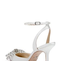 Badgley Mischka Faint Stiletto Heel With Pearl Bow -Badgley Mischka shop FAINT MP6741 WHTSAT 3 73545.1670620535