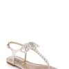Badgley Mischka Fayth Pearled Flat Sandals With Bow