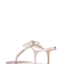 Badgley Mischka Fayth Pearled Flat Sandals With Bow -Badgley Mischka shop FAITH MP6714 PNKSAT 3 19429.1670620545