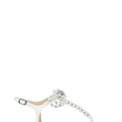 Badgley Mischka Fayth Pearled Flat Sandals With Bow -Badgley Mischka shop FAITH MP6714 WHTSAT 2 74616.1670620545