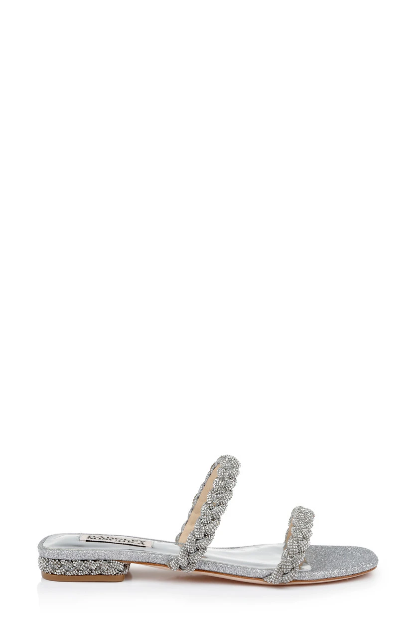 Badgley Mischka Femme Glitter Flat Sandal With Bejeweled Braided Straps 10 Badgley Mischka Femme Glitter Flat Sandal With Bejeweled Braided Straps - Image 8