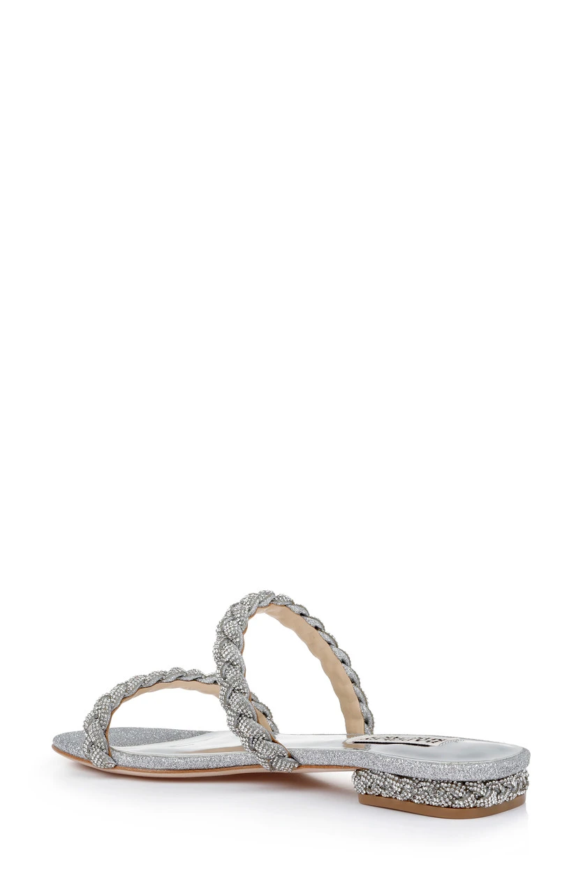 Badgley Mischka Femme Glitter Flat Sandal With Bejeweled Braided Straps 11 Badgley Mischka Femme Glitter Flat Sandal With Bejeweled Braided Straps - Image 9