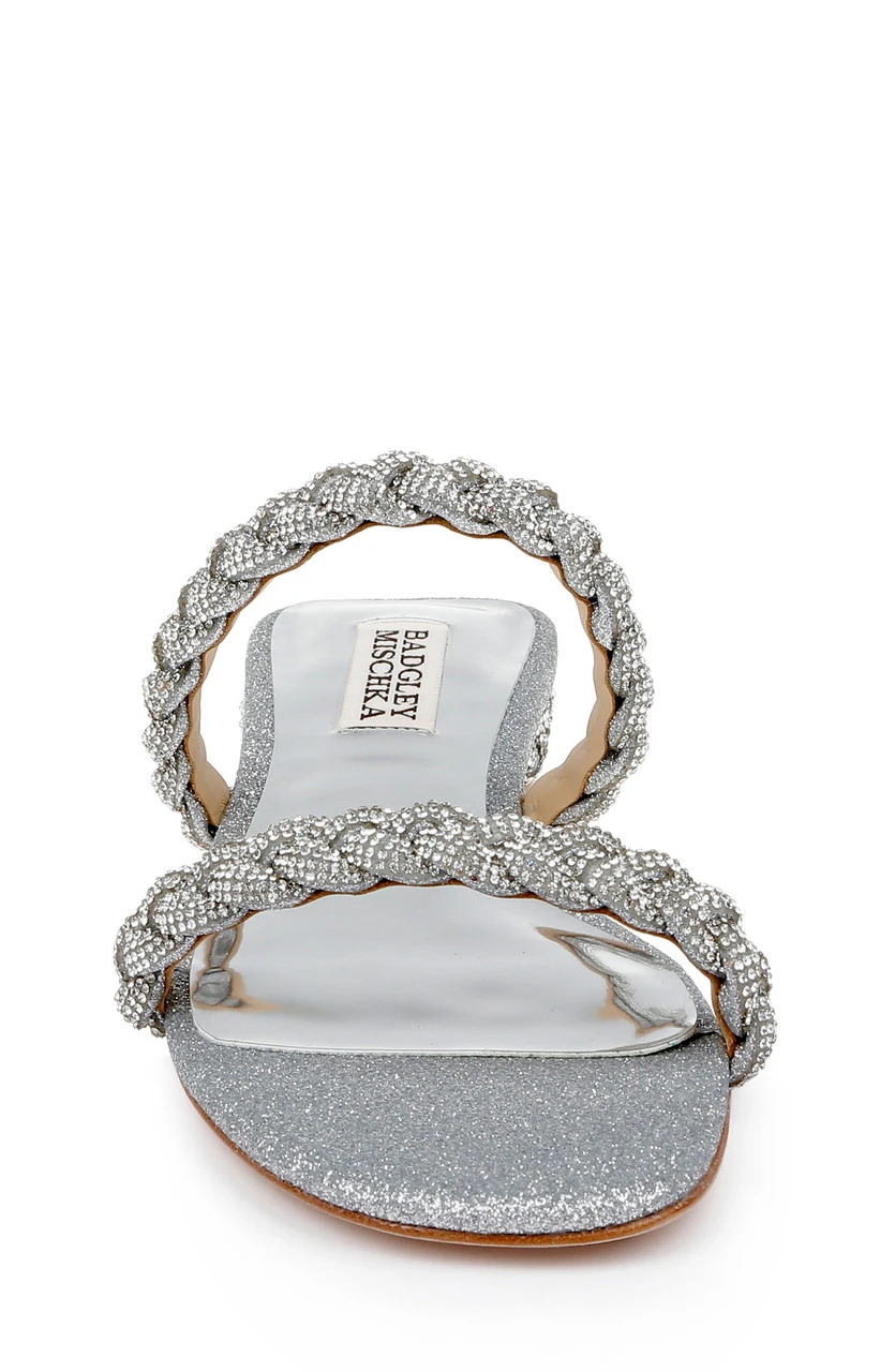 Badgley Mischka Femme Glitter Flat Sandal With Bejeweled Braided Straps 12 Badgley Mischka Femme Glitter Flat Sandal With Bejeweled Braided Straps - Image 10