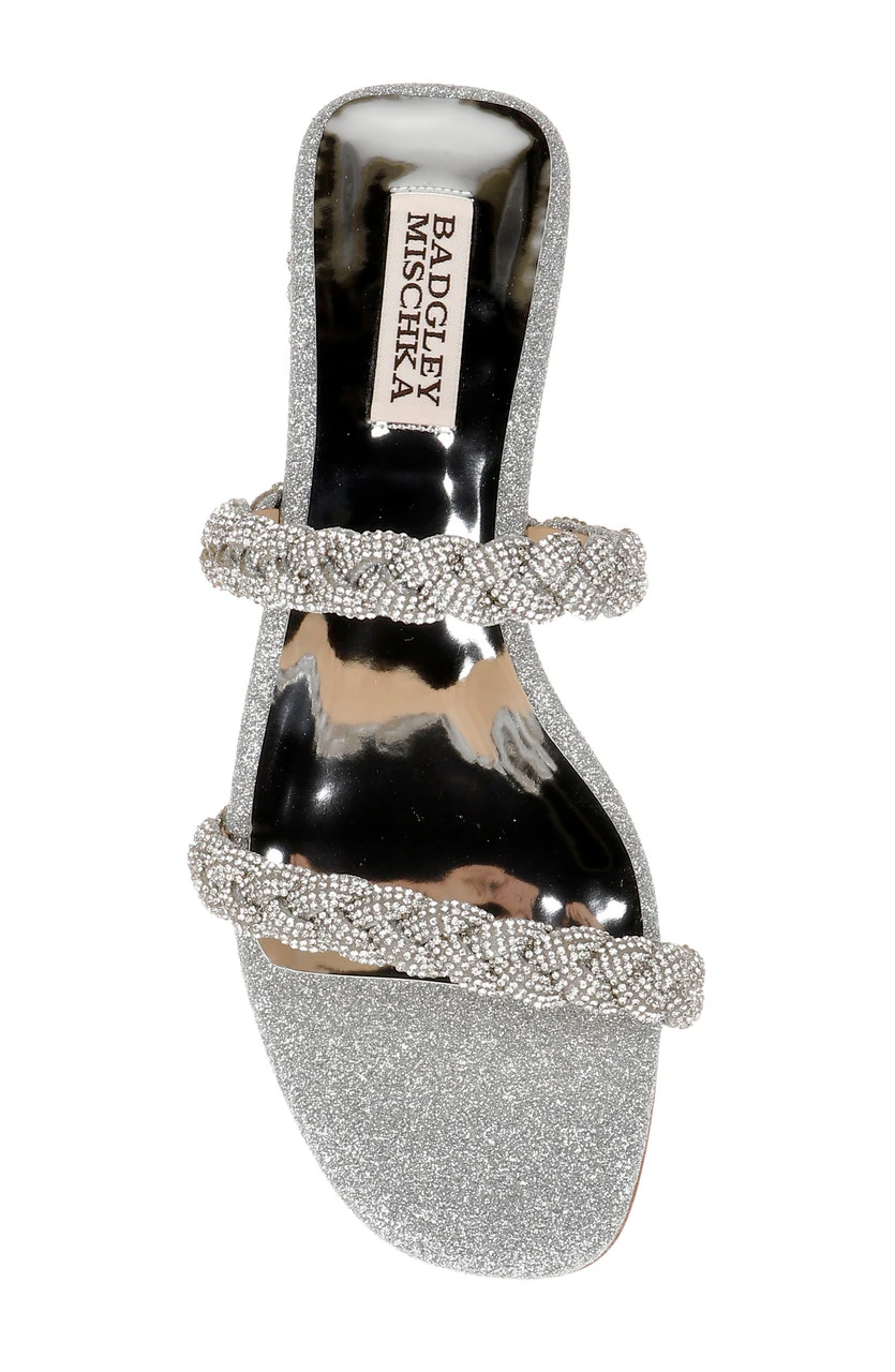 Badgley Mischka Femme Glitter Flat Sandal With Bejeweled Braided Straps 13 Badgley Mischka Femme Glitter Flat Sandal With Bejeweled Braided Straps - Image 11