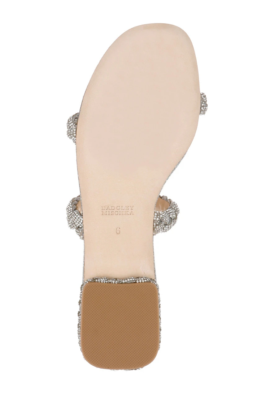 Badgley Mischka Femme Glitter Flat Sandal With Bejeweled Braided Straps 14 Badgley Mischka Femme Glitter Flat Sandal With Bejeweled Braided Straps - Image 12