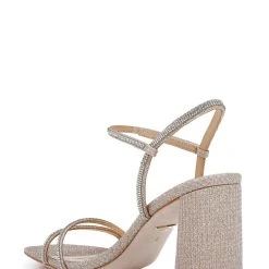 Badgley Mischka Firey Bejeweled Block Heel Sandal -Badgley Mischka shop FIREY MP6728 PALGLD 3 60184.1670620590