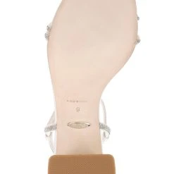 Badgley Mischka Firey Bejeweled Block Heel Sandal -Badgley Mischka shop FIREY MP6728 WHTSAT 6 65465.1670620590