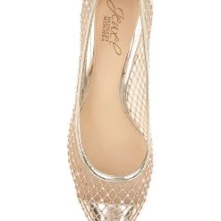 Jewel Badgley Mischka Floria Stone Mesh Pointed Toe Pump -Badgley Mischka shop FLORIA JW3553 GLDMSH 5 TOP VIEW 68005.1630440528