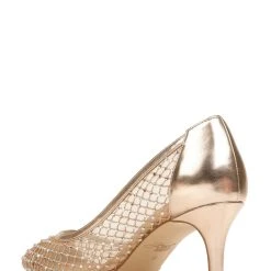 Jewel Badgley Mischka Floria Stone Mesh Pointed Toe Pump -Badgley Mischka shop FLORIA JW3553 ROSGLD 2 BACK VIEW 33817 31414.1630440526