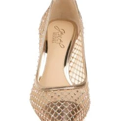 Jewel Badgley Mischka Floria Stone Mesh Pointed Toe Pump -Badgley Mischka shop FLORIA JW3553 ROSGLD 4 FRONT VIEW 61406 90563.1630440526