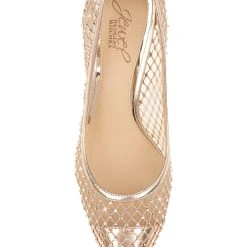 Jewel Badgley Mischka Floria Stone Mesh Pointed Toe Pump -Badgley Mischka shop FLORIA JW3553 ROSGLD 5 TOP VIEW 91639 39517.1630440526