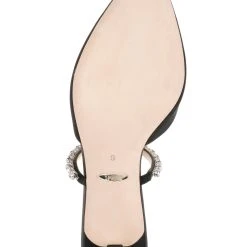 Badgley Mischka Flutter Pointed Slide With Crystal Buckle -Badgley Mischka shop FLUTTER MP6733 BLKSAT 6 86339.1670620619