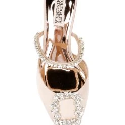 Badgley Mischka Flutter Pointed Slide With Crystal Buckle -Badgley Mischka shop FLUTTER MP6733 NUDSAT 5 84222.1670620619