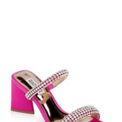 Badgley Mischka Frankie Bejeweled Block Heel Slide