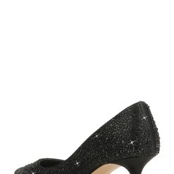 Jewel Badgley Mischka Frenchie Wide Width Pointed Toe Kitten Heel -Badgley Mischka shop FRENCHIE JW3549 BLKSAT 2 57058.1666637464