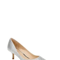 Jewel Badgley Mischka Frenchie Wide Width Pointed Toe Kitten Heel -Badgley Mischka shop FRENCHIE JW3549 SILSAT 1 17918.1666637468