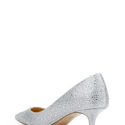 Jewel Badgley Mischka Frenchie Wide Width Pointed Toe Kitten Heel -Badgley Mischka shop FRENCHIE JW3549 SILSAT 2 50870.1666637467