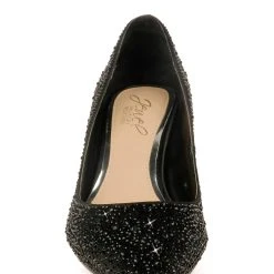 Jewel Badgley Mischka Frenchie Pointed Toe Kitten Heel -Badgley Mischka shop FRENCHIE JW3549 BLKSAT 4 FRONT VIEW 05421 54027.1609973838