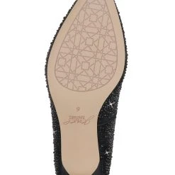 Jewel Badgley Mischka Frenchie Pointed Toe Kitten Heel -Badgley Mischka shop FRENCHIE JW3549 BLKSAT 6 BOTTOM VIEW 30807 01341.1609973838
