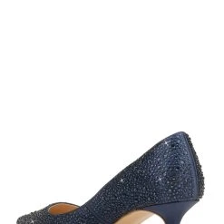 Jewel Badgley Mischka Frenchie Pointed Toe Kitten Heel -Badgley Mischka shop FRENCHIE JW3549 NVYSAT 2 BACK VIEW 48551 93951.1609973838