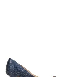 Jewel Badgley Mischka Frenchie Pointed Toe Kitten Heel -Badgley Mischka shop FRENCHIE JW3549 NVYSAT 3 SIDE VIEW 04805 09725.1609973838