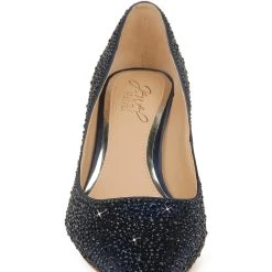 Jewel Badgley Mischka Frenchie Pointed Toe Kitten Heel -Badgley Mischka shop FRENCHIE JW3549 NVYSAT 4 FRONT VIEW 17312 68779.1609973838