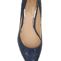 Jewel Badgley Mischka Frenchie Pointed Toe Kitten Heel -Badgley Mischka shop FRENCHIE JW3549 NVYSAT 5 TOP VIEW 57782 34441.1609973838