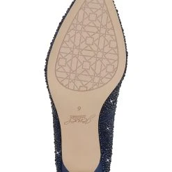 Jewel Badgley Mischka Frenchie Pointed Toe Kitten Heel -Badgley Mischka shop FRENCHIE JW3549 NVYSAT 6 BOTTOM VIEW 79310 18883.1609973838