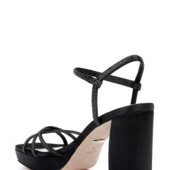 Badgley Mischka Frida Open Toe Block Heel -Badgley Mischka shop FRIDA MP6742 BLKSAT 3 73008.1669052571