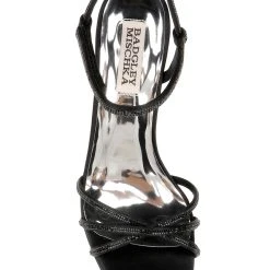 Badgley Mischka Frida Open Toe Block Heel -Badgley Mischka shop FRIDA MP6742 BLKSAT 5 86781.1669052571