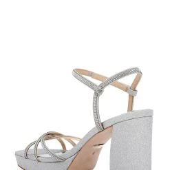 Badgley Mischka Frida Open Toe Block Heel -Badgley Mischka shop FRIDA MP6742 SILTXL 3 09843.1669052571